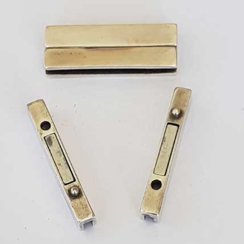 Fermoir aimanté pour cuir 50 mm argent cuir plat