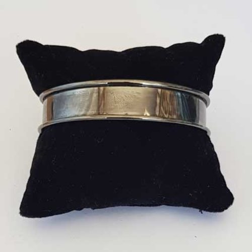 Support bracelet noir canon de fusil jonc manchette pour cordon plat de 11 mm