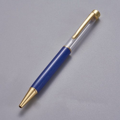 Stylo à décorer de perles tube vide à customiser doré bleu foncé x 1 pièce