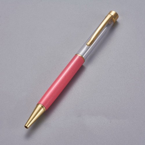 Stylo à décorer de perles tube vide à customiser doré corail clair x 1 pièce