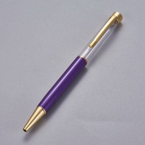 Stylo à décorer de perles tube vide à customiser doré indigo x 1 pièce