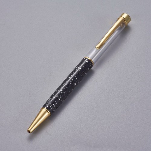 Stylo à décorer de perles tube vide à customiser doré noir moucheté x 1 pièce