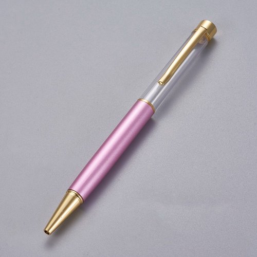 Stylo à décorer de perles tube vide à customiser doré rose nacré x 1 pièce