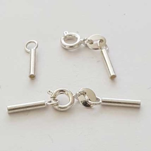 Fermoir complet 38 x 2 mm argent x 2 pour cuir de 1 mm