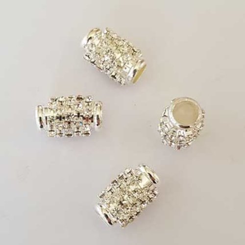 Perle argent et strass blanc n°01 européen style pandora grand trou