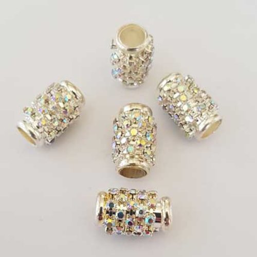 Perle argent et strass blanc ab n°01 européen style pandora grand trou