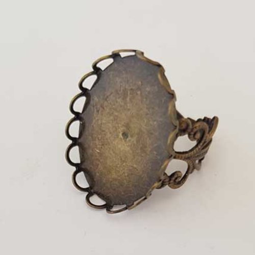 1 support cabochon bague ovale de 18 x 25 mm bronze n°01