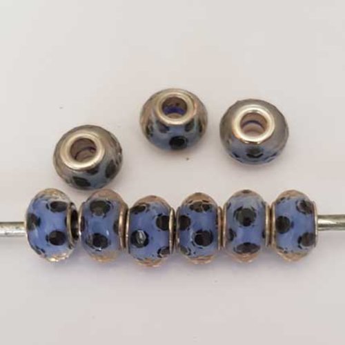 Perle n°1037-02 compatible style pandora grand trou en plastique a facette pour maille serpent