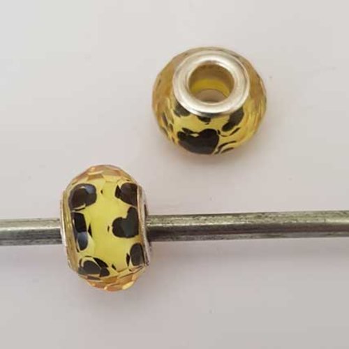 Perle n°1202 compatible style pandora grand trou en plastique a facette