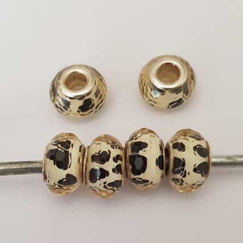 Perle n°1204 compatible style pandora grand trou en plastique a facette