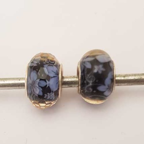Perle n°1208 lot 2 pièces compatible style pandora grand trou en plastique ronde et facette