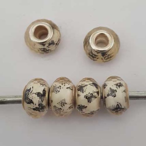 Perle n°1217 compatible style pandora grand trou en plastique à facette