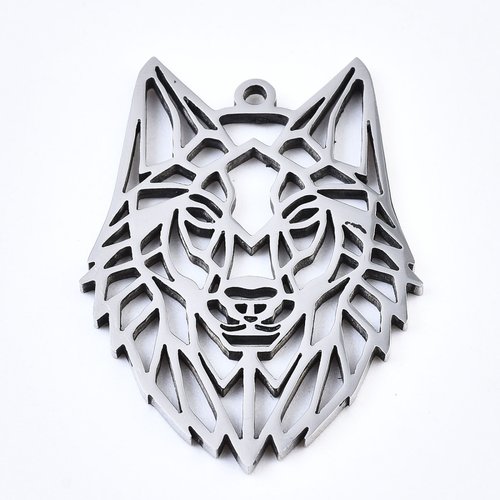 Breloque loup n°08 acier inoxydable