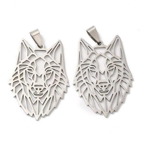 Breloque loup n°10 acier inoxydable