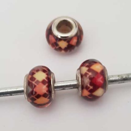 Perle n°1223 compatible style pandora grand trou en plastique ronde