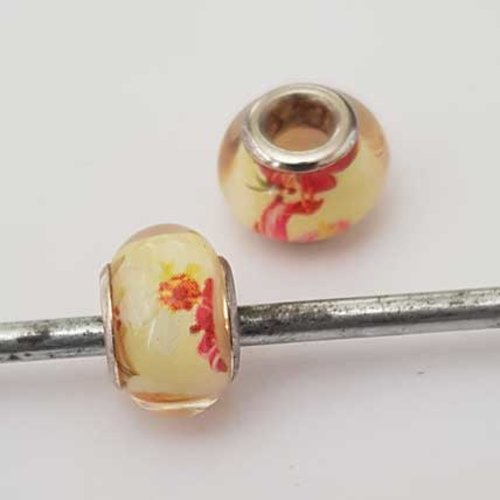 Perle n°1225 compatible style pandora grand trou en plastique ronde