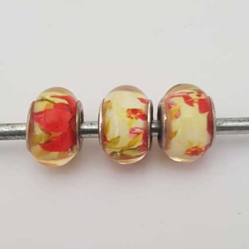Perle n°1228 compatible style pandora grand trou en plastique ronde