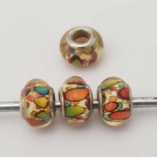 Perle n°1230 compatible style pandora grand trou en plastique ronde