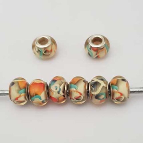 Perle n°1232 compatible style pandora grand trou en plastique ronde