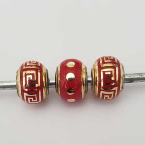 Perle n°1237 lot 3 pièces compatible style pandora grand trou en plastique ronde