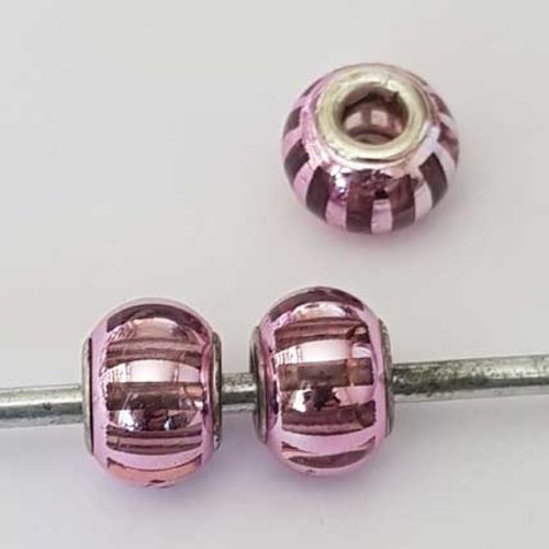 Perle n°1242 compatible style pandora grand trou en plastique ronde