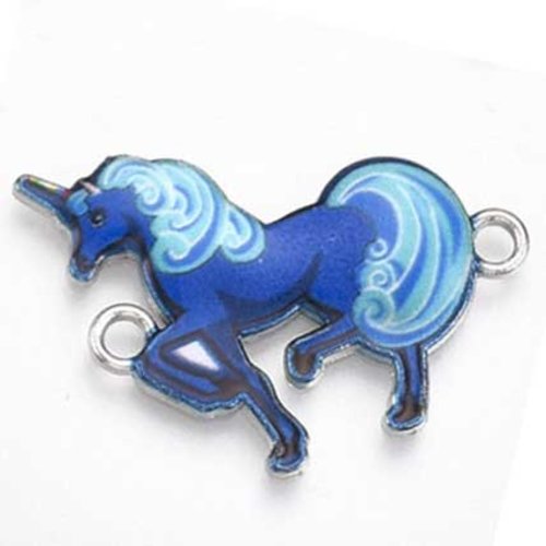Connecteur licorne émaillé bleu-02 28 mm x 20 mm