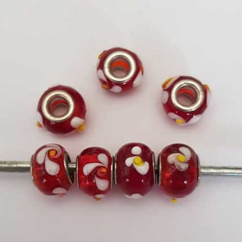 Perle n°1010 rouge orangé translucide compatible