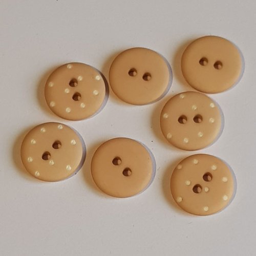 Bouton rond 15 mm n°01 beige à pois blanc