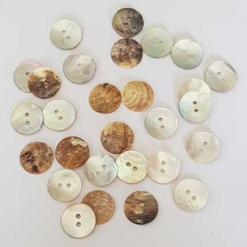 Bouton rond coquillage nacre 15 mm n°01 beige