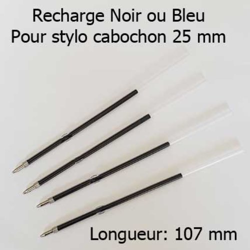 Recharge noir stylo avec support cabochon 25 mm