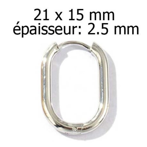 Support boucle d'oreille créole huggie plaqué platine argent 21 x 15 mm