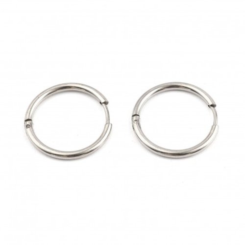 Support boucle d'oreille créole huggie acier inoxydable 22 mm argent