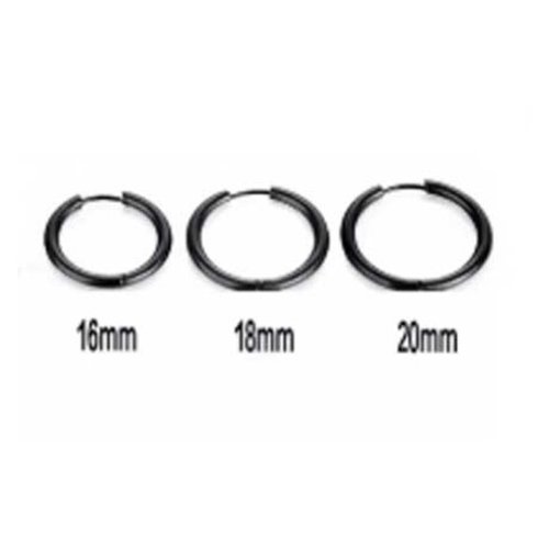 Support boucle d'oreille créole huggie acier inoxydable 24 mm noir