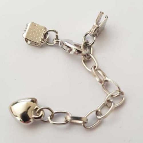 Chaîne d'extension et fermoir mousqueton argent 001