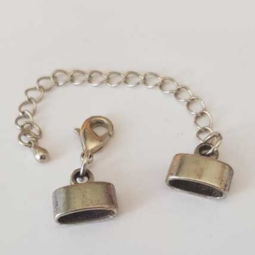 Chaîne d'extension et fermoir mousqueton argent 002