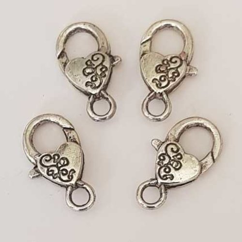 Fermoir mousqueton cœur n°06 argent