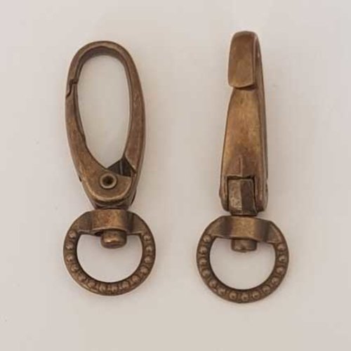 Fermoir pivotant 54 x 16 mm bronze grand mousqueton porte clé