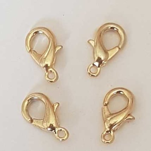 4 fermoirs mousquetons 15 x 8 mm doré rosé