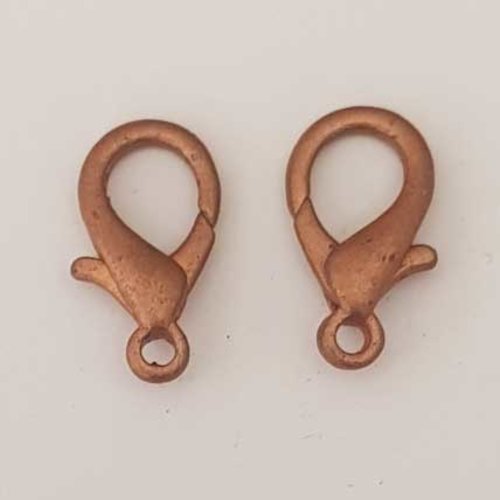 2 fermoirs mousquetons 23 x 12 mm cuivre