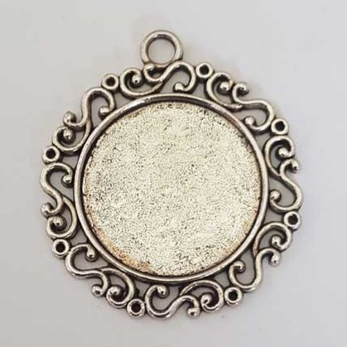 Support cabochon de 25 mm argent, pendentifs cabochons 001