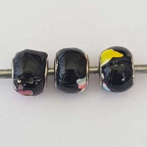 Perle n°1253-10 lot 3 pièces compatible style pandora grand trou effet cuir