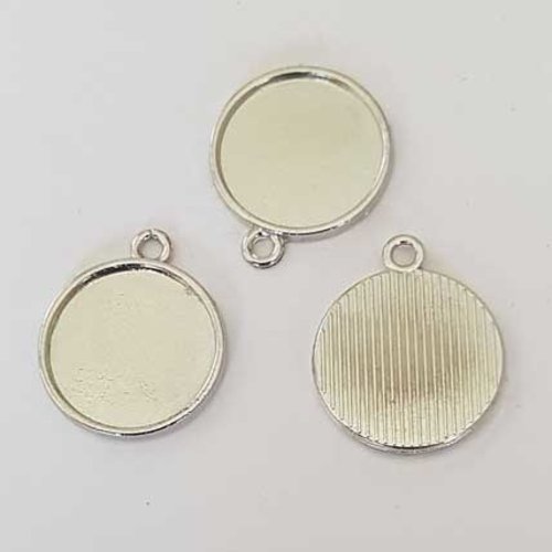 Support cabochon rond 16 mm métal argenté n°05