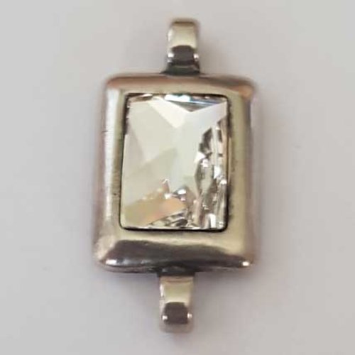 Breloque strass argent en métal zamak 47 x 23 mm n°21
