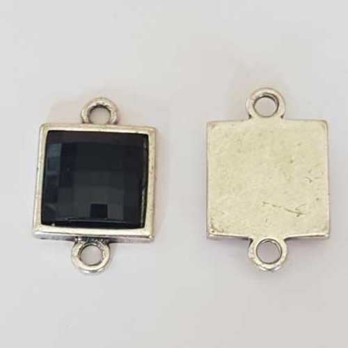 Breloque strass noir en métal zamak 36 x 23 mm n°22
