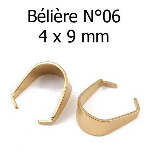 Bélière à pincer en acier inoxydable n°06 doré plaqué or 18k