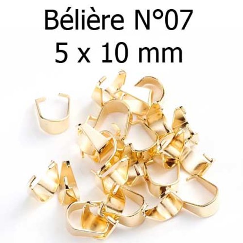 Bélière à pincer en acier inoxydable n°07 doré plaqué or 18k