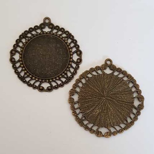 Support cabochon de 30 mm bronze, pendentifs cabochons 001