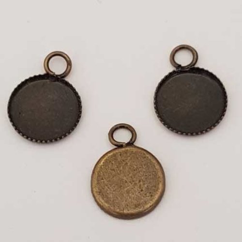 Lot support cabochon 10 mm bronze n°04 x 3 pièces