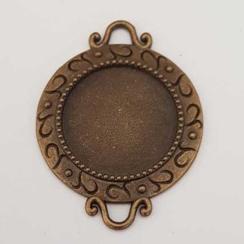 Support cabochon rond 18 mm bronze n°02-2 anneaux