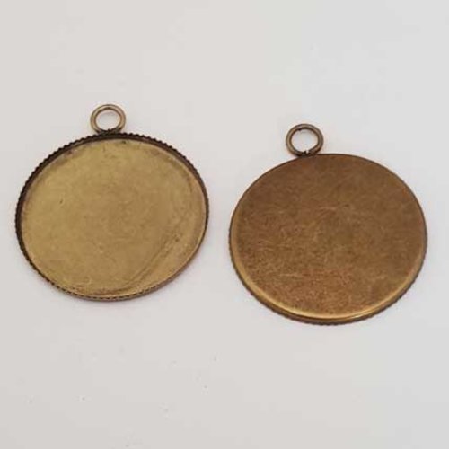 Lot support cabochon 25 mm n°03 1 bronze et 1 cuivre